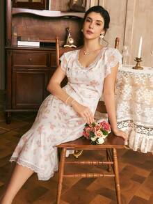 Côtesoire Women's Floral Romantic Southern French Style Long Waist-Cinching A-Line Nightgown - Multicolor - View 5