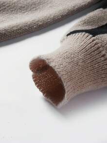 Manfinity CasualKnits 男士字母圖案長袖單排扣針織開襟衫 - 卡其色 - 查看 5