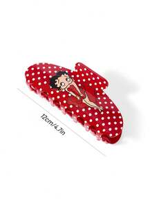 Betty Boop x SHEIN 時尚可愛卡通髮夾，適合女孩與女士，居家、沐浴、美容護理、髮型造型完美適用 - 紅色 - 查看 3