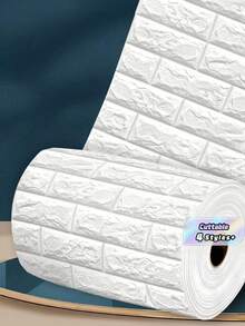 3D Brick Self Adhesive Wall Sticker Waterproof Oil Proof Stain Resistant Renovation Covering Peel Stick Wall Panel Home Decor Easy Install - White - View 1