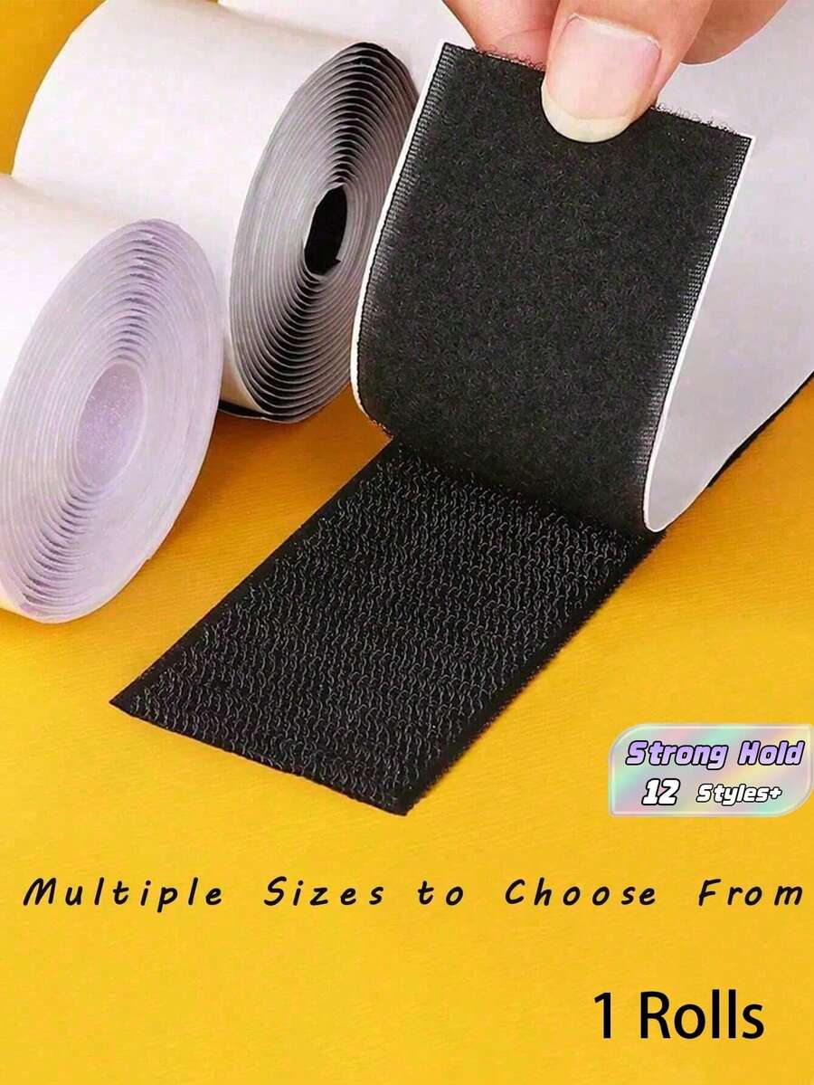 Double Sided Self Adhesive Tape Strong Hold Grip Strips, Washable Nylon Hook & Loop Tape Rolls, No Residue Removable Adhesive For Rug Carpet Curtain Screen Car Mat, Multi Surface Cuttable Strips - multicolor - View 1