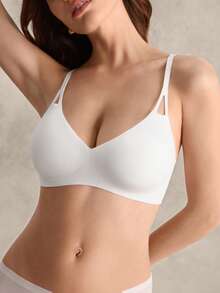 EverLounge 1pc Women Solid Color Comfortable Seamless Bra - White - View 3