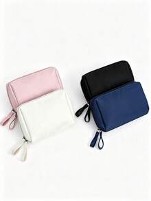 Minimalist Influencer-Style Handheld Makeup Bag, Multi-Purpose Storage Pouch For Data Cables & Earphones, Portable Cosmetic Organizer Bag For Lipsticks & Makeup Essentials - Multicolor - View 9
