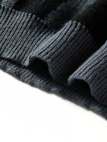 Manfinity Homme Men's Plus Size Casual Letter Pattern Sweater, Autumn/Winter - Dark Grey - View 5
