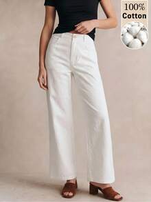 Poéselle Pantalones de pierna ancha de talle alto - Blanco - Ver 4