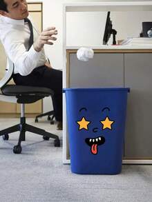 4 Sheets Self Adhesive Removable Glossy Cartoon Face Stickers For Plastic Surface Wall Fridge Trash Can Toilet Bathroom Home Decor Fun Theme Decorative Cover Imperfections Hide Scratches - Black - View 6