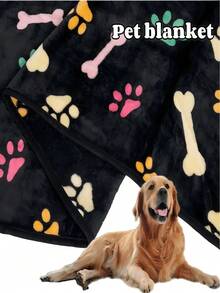Pet Fleece Blanket Soft Plush Double-Sided Fur Couch Mat, Cozy Warm Throw For Small Medium Large Dogs Cats, Machine Washable Non-Shedding Pet Bed Cover, Couch Protector For Living Room Bedroom, Travel Car Seat Mat, Crate Pad, - Black - View 4