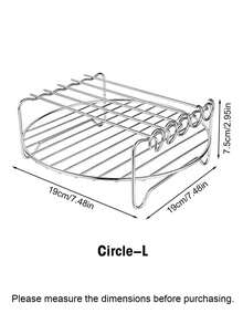 1PC Stainless Steel Air Fryer Skewer Rack With Sticks, Multi-Layer Square Barbecue Grill Stand, Detachable Raised Support Frame, Heat Resistant Non-Rust Roasting Accessory For Meat Vegetable Skewers, Easy Clean Kitchen BBQ Cooking Tool - Silver - View 12
