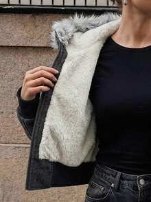 DAZY Women's Korean Style Casual Long Sleeve Padded Coat - Grey - View 11