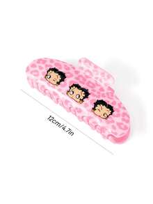 Betty Boop x SHEIN 時尚可愛卡通髮夾，適合女孩與女士，居家、沐浴、美容護理、髮型造型完美適用 - 粉色 - 查看 3