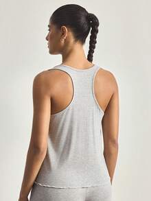 Ocili Minimalist Comfortable Soft Rib Knit Crew Neck Camisole For Women - Grey - View 2
