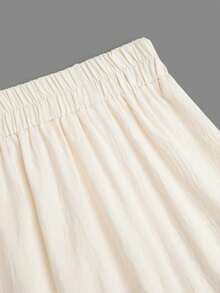 Sunnyshic Plus Size Vacation Style Tassel & Shell Decor Ruffle Hem Skirt Fall - Beige - View 6