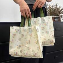 50/20pcs Thick Plastic Gift Bags With Rabbit & Flower Pattern, Reusable Large Grocery Shopping Bags, Birthday Surprise Gift Packaging. Matte Finish Tote Bags, Elegant Portable Handheld Design, Create A Ceremonial - apricot - View 3