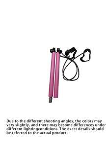 Pilates Bar Kit With Resistance Bands, Portable Yoga Stretch Stick With Foot Straps, Multifunctional Fitness Pull Rod For Full Body Workout Home Gym Exercise - Pink - View 7