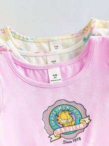 Maija Kids GARFIELD | SHEIN Maija Kids 少女圆领卡通图案无袖连衣裙 - 彩色 - 查看 3