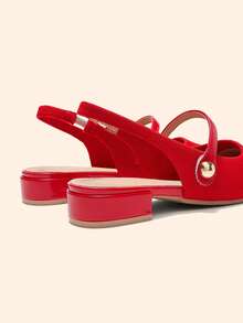 CUCCOO BASICS Women Shoes Women's Fashion Flat Bottom Belt Basic Simple Commuter Mary Jane To Work Women's Flat Bottom Shoes - bright red - View 8
