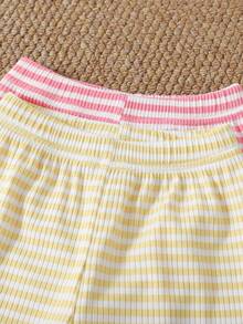 SHEIN Playful Pals 4件組女嬰秋季套裝 可愛圖案小貓與愛心印花 淡粉色長袖荷葉邊 - 彩色 - 查看 4
