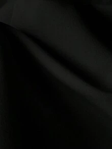 Yalmera 2025年秋季新款女士厚斜纹软呢波浪缎带撞色休闲通勤时尚百搭斜肩上衣 - 黑色 - 查看 3