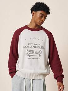 TOKVUE Men's Letter Print Casual Daily Knit Top - Multicolor - View 1