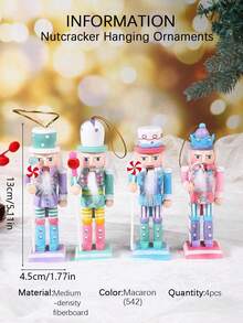 3-4pcs/Set 13cm Nutcracker Hanging Ornaments, Nutcracker Soldier Christmas Tree Pendants, Creative Wooden Puppet Soldier Christmas Decorations, Home Holiday Decor, Suitable For Christmas Party, Holiday Decor, Home Decor, Party Favors, Room Decor - Multicolor - View 17
