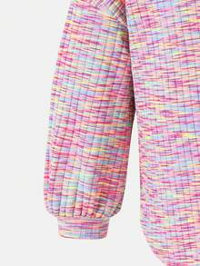 SHEIN 女童秋季休閒混紡T恤與內搭褲套裝 - 粉色 - 查看 9