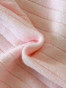 SHEIN 女童 (大號) 淺杏色 V 領刺繡針織背心，柔軟舒適，適合外出、旅行、度假、托兒所和玩耍 - 粉色 - 查看 7