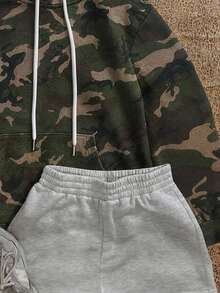 Attitoon Women's Fashion Street Camouflage Print Pocket Long Sleeve Hooded Sweatshirt - Multicolor - View 3