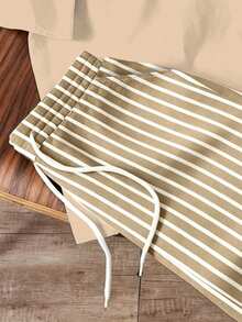 Daypath Men's Coconut Tree Print T-Shirt And Striped Shorts Set - Apricot - View 5
