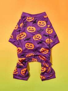 PETSIN 1 PC Halloween Purple/Black And White Pumpkin & Bat Pet Four-Legged Suit - Multicolor - View 16