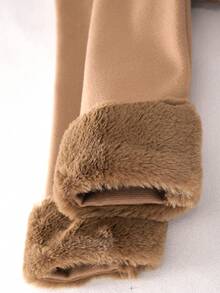 Tween Girl Long Sleeve Fleece Fall Clothes Fall Vintage Versatile Button Fur Trim Collar Overcoat, Holiday Outfits - Brown - View 7