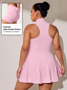 SHEIN Rhythm Era Plus Size Women's Colorblock Casual Daily Wear Sports Dress And Shorts Set - Multicolor - View 2