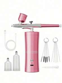 1 Set Super Stable Spray Gun Kit: Precision Spray Gun For Nail Art,900mAh Rechargeable Battery For Model Making, Portable Makeup Spray Gun Suitable For Gel Manicure, Ombre French Manicure, Etc. - Multicolor - View 18