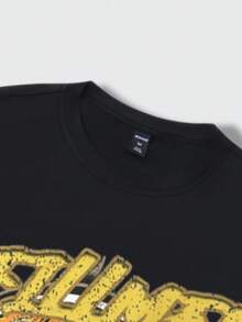 ROMWE MEN Street Life Men's Round Neck Short Sleeve Skull Print Casual Top Tee - 黑色 - 查看 5