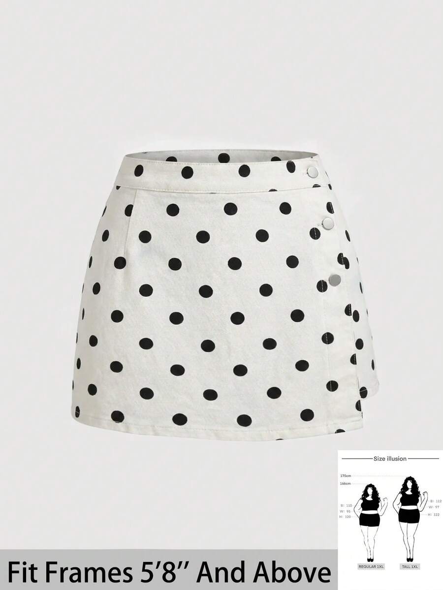 SHEIN Tall CURVE 女款大尺碼白色印花牛仔裙褲 約會之夜 確認款 夏季 80年代 90年代
