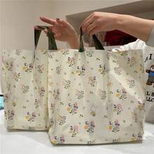50/20pcs Thick Plastic Gift Bags With Rabbit & Flower Pattern, Reusable Large Grocery Shopping Bags, Birthday Surprise Gift Packaging. Matte Finish Tote Bags, Elegant Portable Handheld Design, Create A Ceremonial - apricot - View 7