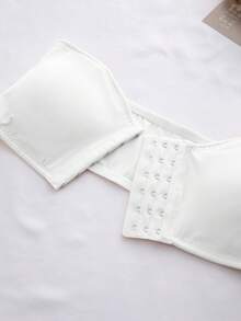 SHEIN 1件女款前扣式聚攏胸墊內衣 - 白色 - 查看 6