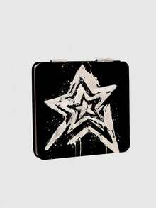 ROMWE 1 pieza Espejo cuadrado negro con patrón de estrellas aleatorio, espejo de mano portátil para maquillaje, adecuado para niñas - Multicolor - Ver 2