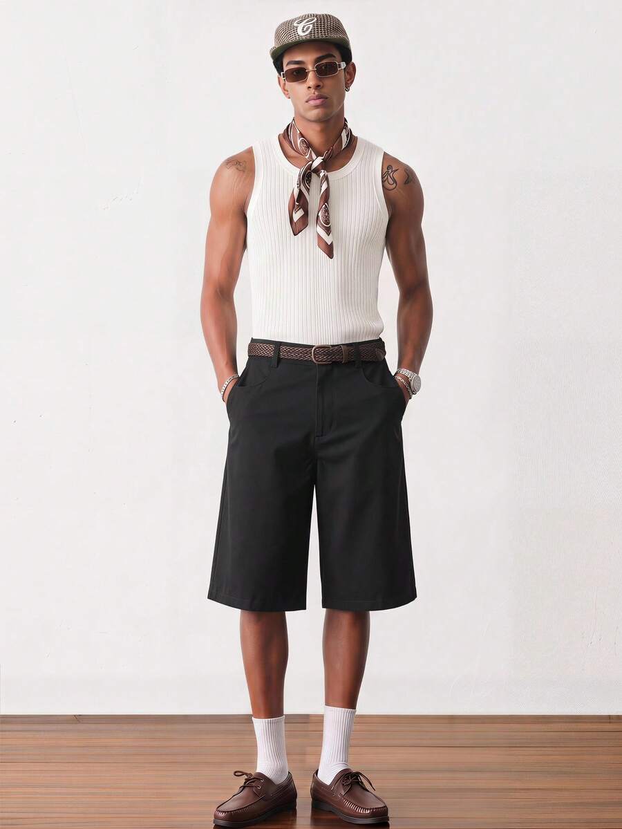 SWAVVY Pantalones cortos para hombre - Negro - Ver 1