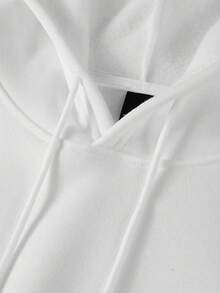 Manfinity Homme Men's Hoodie, Pure White Hooded Sweatshirt, With Pocket And Drawstring, Chest Patch Decoration Design, Simple Casual Versatile Basic Style, Spring Summer Autumn Popular Sweatshirt, Casual Comfortable Versatile, Suitable For Outings, Street Photography, Home, Travel, Vacation, Daily Wear - White - View 8
