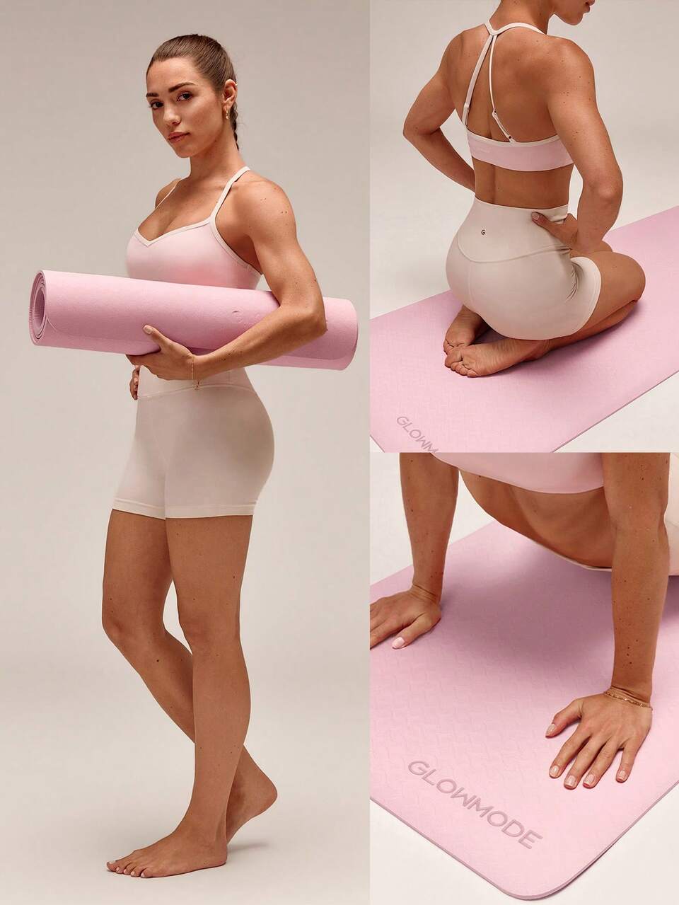 1 Pack GlowBase Dual-Grip Double-Sided Anti-Slip Water Resistant TPE Yoga Mat 6mm Thick Yoga Pilates Studio Gym Daily Active Wear