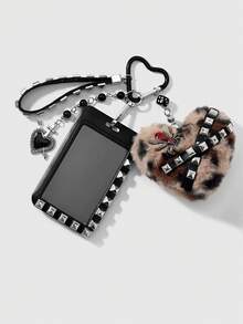 ROMWE Goth 1 Gantungan Kunci Tas/Penutup Kartu Cinta Motif Leopard dengan Paku Keling Kulit Berwarna-warni Gaya Punk Dark Wind, Cocok Dipakai oleh Perempuan - Multicolor-61 - View 5
