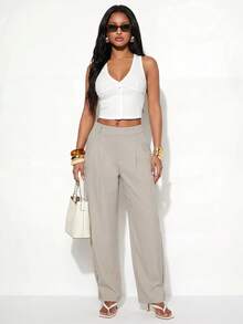Normani Women's Casual Versatile Commuter Long Pants - Beige - View 4