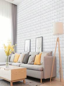 3D Brick Self Adhesive Wall Sticker Waterproof Oil Proof Stain Resistant Renovation Covering Peel Stick Wall Panel Home Decor Easy Install - White - View 3