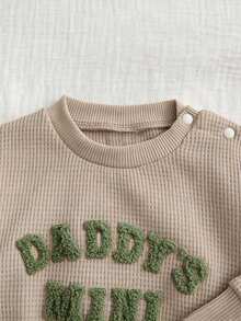 Cozy Pixies 嬰兒新生兒可愛套裝，字母刺繡 DADDY'S MINI，可愛休閒日常穿著，秋冬嬰兒 - 橄欖綠 - 查看 7