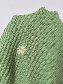 Solflare 大尺碼女款秋冬刺繡單排扣長袖針織開襟衫 - 綠色 - 查看 7