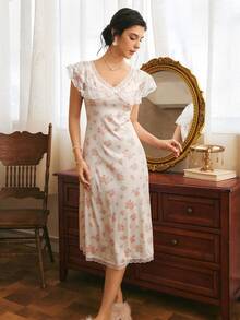 Côtesoire Women's Floral Romantic Southern French Style Long Waist-Cinching A-Line Nightgown - Multicolor - View 3