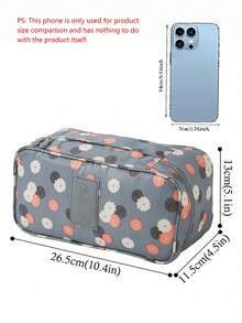 1PC Large Capacity Polyester Travel Storage Bag With Compartments Portable Toiletry Organizer Boho Pattern Underwear Clothes Organizer Practical Personal Items Manager Holiday Gift Christmas Vacation Essentials For Women Men Teens - Blue - View 3