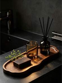 1pc Natural Wood Multipurpose Tray For Cosmetic Lipstick Perfume Bathroom Storage Living Room Dining Table Home Hotel Decor Christmas Gift Idea Must Haves - brown - View 11