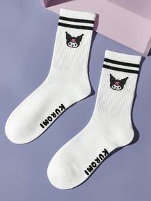 HELLO KITTY AND FRIENDS | SHEIN 卡通圖案女款中筒襪 1雙 - 白色 - 查看 1