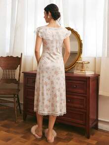 Côtesoire Women's Floral Romantic Southern French Style Long Waist-Cinching A-Line Nightgown - Multicolor - View 2